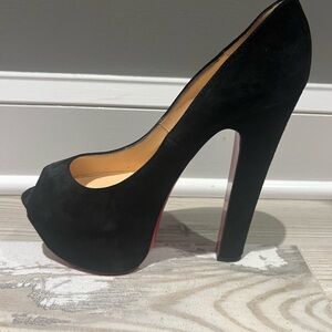 Christian Louboutin Black Peep-Toe Heels